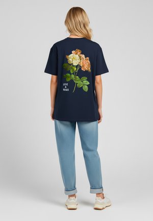 ROSES BACK HEAVYWEIGHT - T-shirt print - dark blue