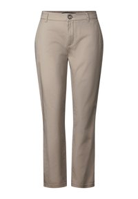 Beiga chinos med raka ben i design, med knappstängning, bältesöglor och en mjuk, lätt tygkvalitet.