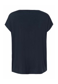 Marineblauwe t-shirt met korte mouwen, een ronde halslijn, zachte stof, comfortabele pasvorm en een rechte zoom, geschikt voor casual dragen.