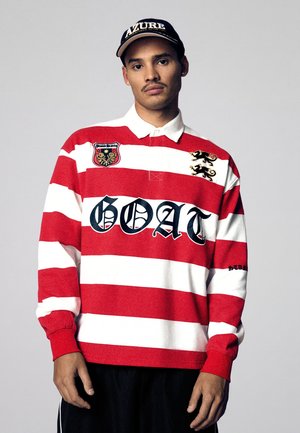 Bershka, STRIPED LONG SLEEVE- POLO - Poloshirt - red