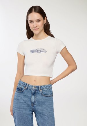 MEZZA MANICA - T-shirt con stampa - bianco lana