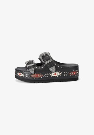 Kurt Geiger London, WESTERN BUCKLE FLATFORM - Ciabattine - black