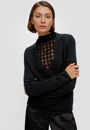 s.Oliver BLACK LABEL IM WICKELDESIGN - Strickpullover - schwarz