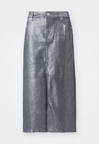 MIDI SKIRT SHINE - Krilo iz džinsa - silver shine