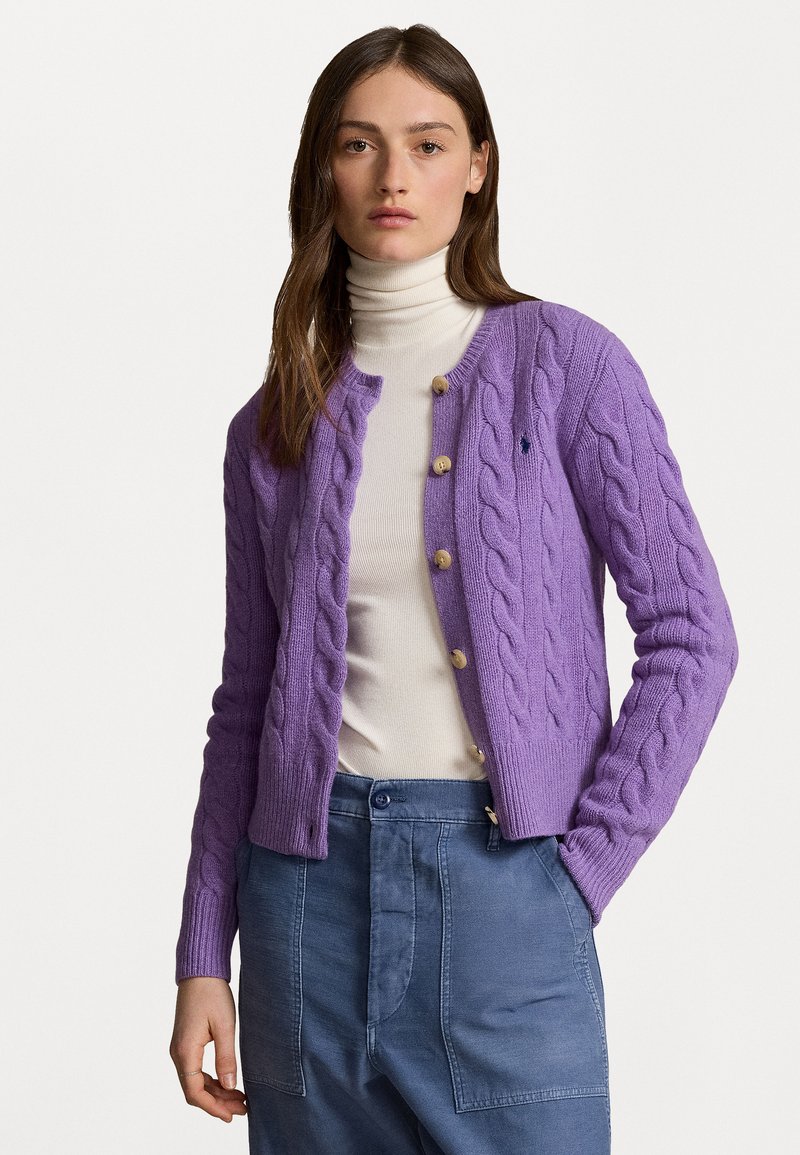 Polo Ralph Lauren CABLE KNIT WOOL CASHMERE CARDIGAN - Gilet - wisteria heather