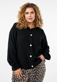 Zizzi Kardigan - black solid