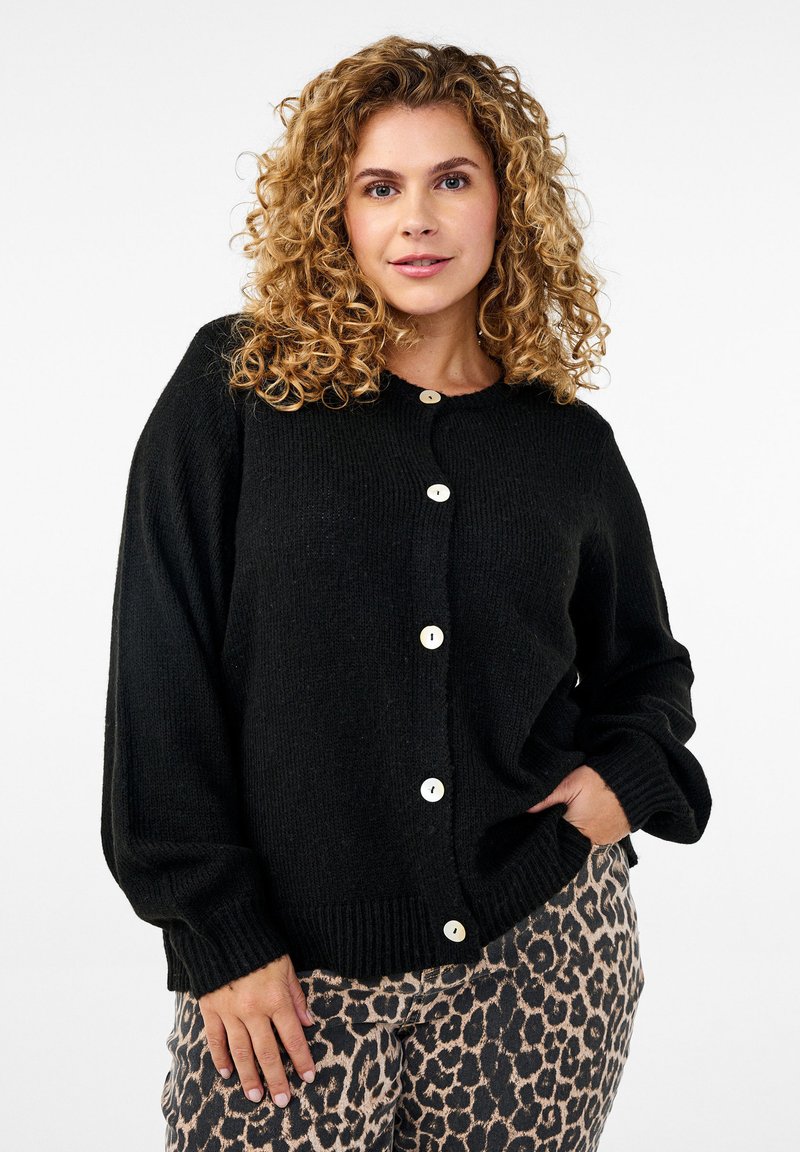 Zizzi Kardigan - black solid