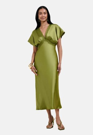 Friends Like These, REGULAR FIT - SATIN LACE TRIM BATWING MIDI DRESS - Kokteilikleit/peokleit - olive green