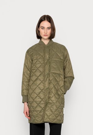 COAT DIAMOND QUILTING FRONT ZIPPER WITH PRESSBUTTONS - Cappotto corto - olive grove