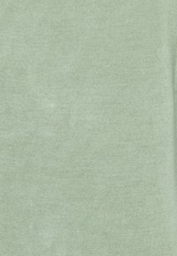 Tessuto morbido di un verde chiaro con una texture liscia. Colore uniforme senza motivi o dettagli hardware notevoli. Materiale leggero.