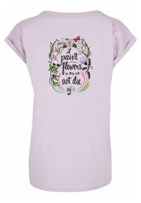 Merchcode FRIDA KAHLO SKELETON EXTENDED SHOULDER TEE - Marškinėliai su spaudiniu - lilac