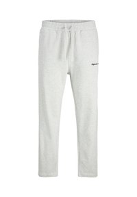 Hellgraue Sweatpants mit einem elastischen Bund, Kordelzug und gesticktem Logo. Hergestellt aus weichem, strukturiertem Stoff; gerade Passform.