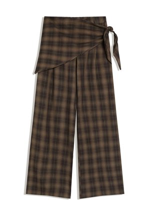 Bershka TAILORED FIT SCARF   - Trousers - dark brown