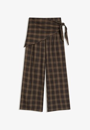 Bershka TAILORED FIT SCARF - Kalhoty - dark brown