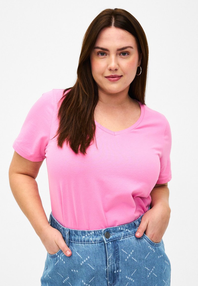 Zizzi EINFARBIGES - T-shirt basic - rosebloom