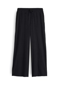 HIGH RISE CROPPED WIDE FIT CRINKLE - Trousers - black