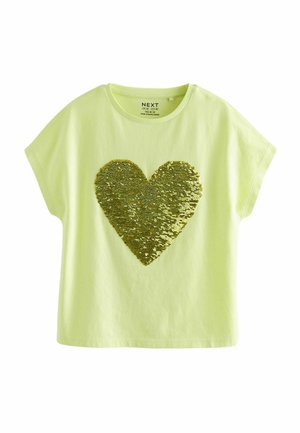 SEQUIN HEART- REGULAR FIT - T-shirt med print - lime green