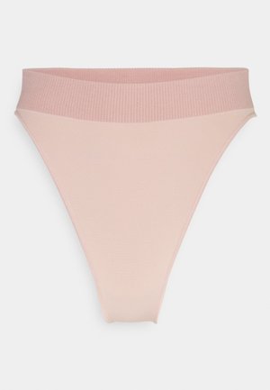 Ljusrosa bikiniunderdel med en texturerad, ribbad midja. Tillverkad av mjukt, stretchnytt material, med sömlösa kanter för extra komfort.