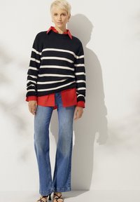 Ellos Collection ARIA - Svetr - schwarz mit cremefarbenen streifen