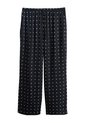 TIE WAIST WIDE - Nohavice - black white polka dot