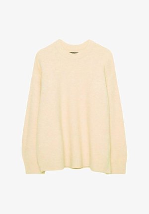 Kermanvärinen neulottu paita, jossa on pyöreä pääntie, pitkät hihat ja rento istuvuus. Edessä resorit hihansuissa ja helmassa lisäämässä tekstuuria.