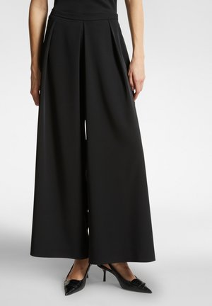 AMPI CROPPED CON PIEGHE - Trousers - nero