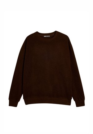 Bruine crewneck sweatshirt van zacht materiaal, met lange mouwen, ribgebreide manchetten en zoom, in een relaxte pasvorm. Geen zichtbare patronen.