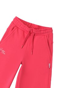 Roze sweatpants gemaakt van zachte stof, met een elastische tailleband met koord, schuine zijzakken en een subtiele logo-detail.