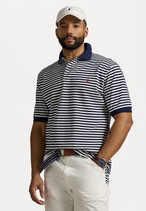 STRIPED MESH POLO SHIRT - Poloskjorter - deckwash white/newport navy