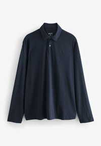 Laivaston sininen pitkähihaisella polo-paidalla, joka on valmistettu puuvillasta. Siinä on klassinen kaulus, kaksipainikkeinen kauluslaatikko ja pieni logo vasemmassa rinnassa.