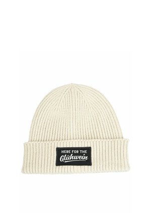 MIT PATCH SPRUCH HERE FOR THE GLÜHWEIN AUFDRUCK LUSTIG - Beanie - beige