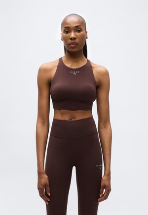 PUMA X HYROX SHAPELUXE HIGH NECK BRA - Sports-BH'er med medium støtte - chocolate brown