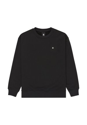 Schwarzer Sweatshirt aus Baumwollmischung, mit Rundhalsausschnitt, langen Ärmeln und einem kleinen Logo-Detail auf der linken Brust. Glatte Textur.