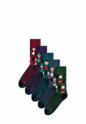 5 PACK - Ponožky - red/blue/green argyle
