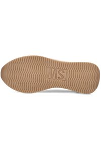 Shoe sole with a wavy textured pattern, light brown rubber material, embossed "MS" logo, and a smooth, flat profile.