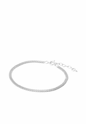 Brățară din argint cu dublu șir, lungime reglabilă și închidere cu arc inelar, afișată pe un fundal alb.