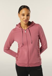 Freddy CHIUSURA ZIP E CON INSERTI FLOREALI - Felpa con zip - wine rose allover leaves rose