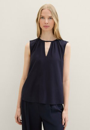 TOM TAILOR MIT V-AUSSCHNITT - Blouse - navy midnight blue