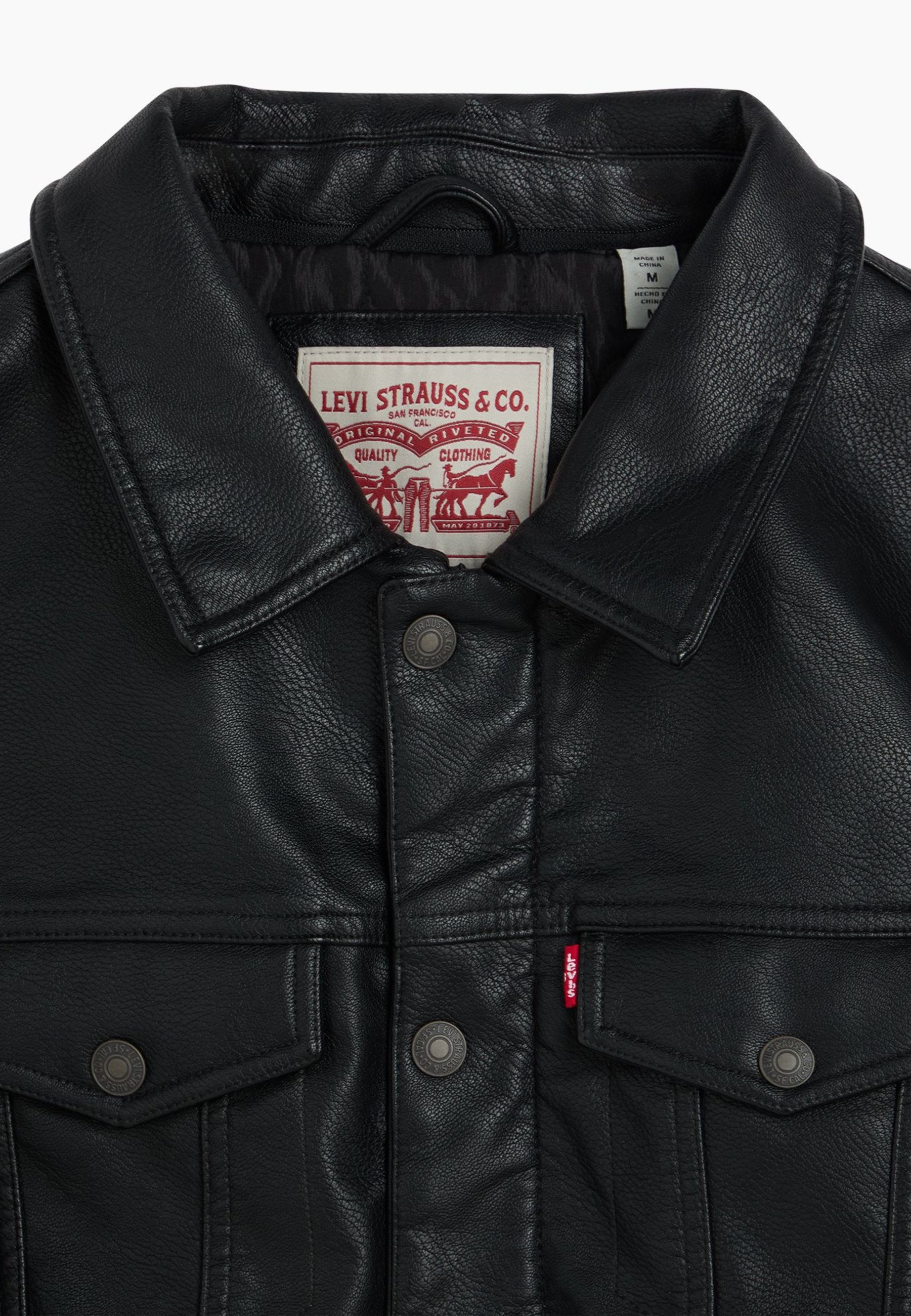 Levi's® TRUCKER COLLAR - Faux leather jacket - black