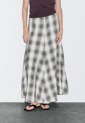 Massimo Dutti LONG FLARED CHECK - Maxinederdele - grey