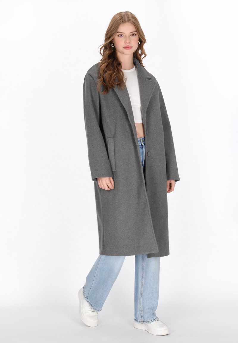 Grauer Mantel Graue Overknee New Look TAILORED SINGLE BUTTON