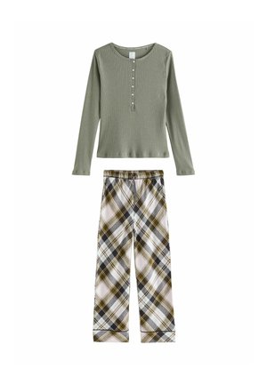 REGULAR FIT - CHECK LONG SLEEVE  SET - Nattøj sæt - khaki green