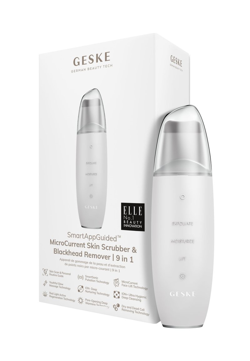 GESKE GESKE MICROCURRENT SKIN SCRUBBER BLACKHEAD REMOVER | 9 IN 1 - ELECTRONIC TOOLS | SMARTAPPGUIDED™ - GESKE - Skincare tool - white