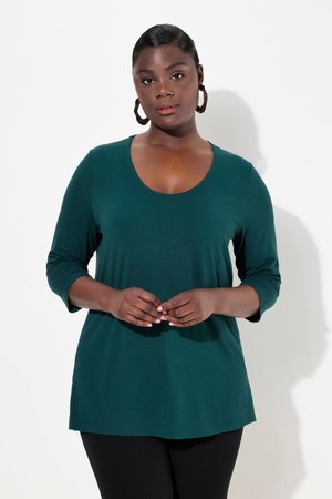 Ulla Popken TIEFER RUNDHALSAUSSCHNITT  - Langærmet T-shirt - deep green