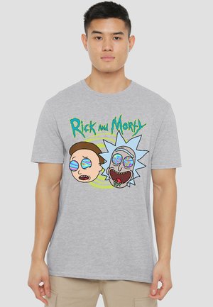 Cotton Soul, RICK AND MORTY BLOWN MINDS - Print T-shirt - mottled light grey