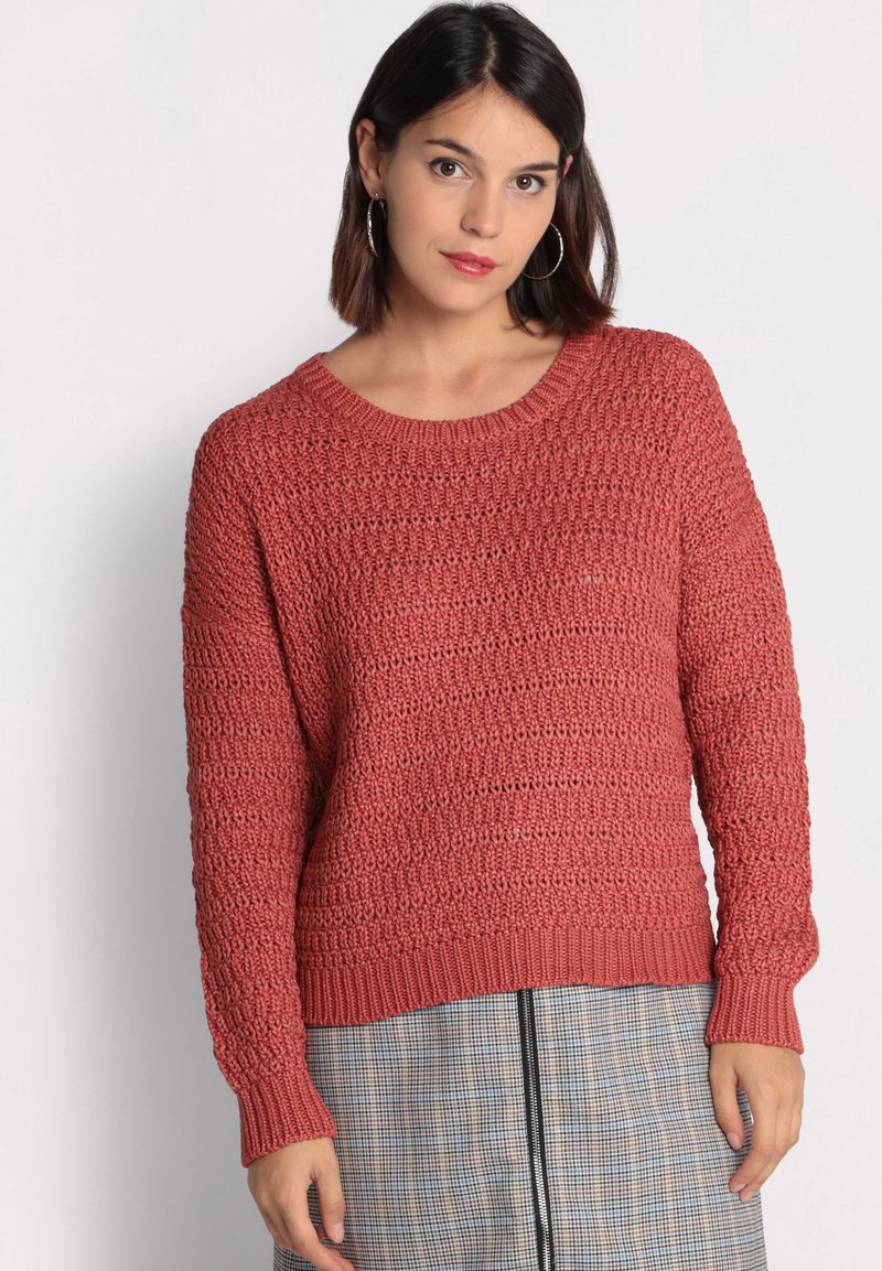 Damen Strickjacken | Cache Cache MIT LOCHMUSTER Strickpullover terracotta/taupe - LI48256 Damen Strickjacken | Cache Cache MIT LOCHMUSTER Strickpullover terracotta/taupe - LI48256