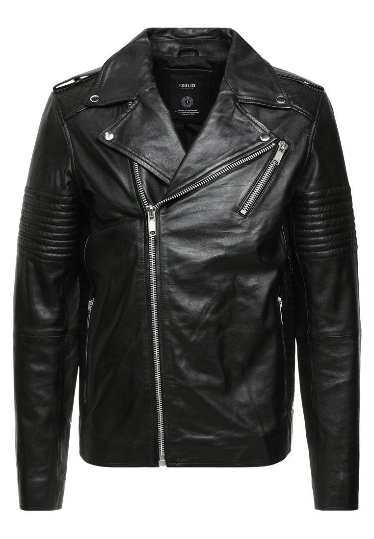 Solid TRENT - Chaqueta de cuero - black/negro - Zalando.es