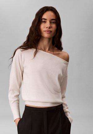 Calvin Klein, OPEN NECK SWEATER - Pullover - tofu