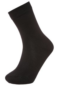 Schwarze Baumwollknöchelsocke mit gerippter Textur, weichem Gewebe und verstärktem Zehenbereich; designed für Komfort und Langlebigkeit.