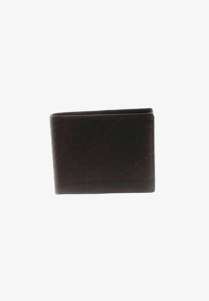 Brown leather wallet with a minimalist design, featuring a smooth texture and embossed "bruno banani" logo on the front.